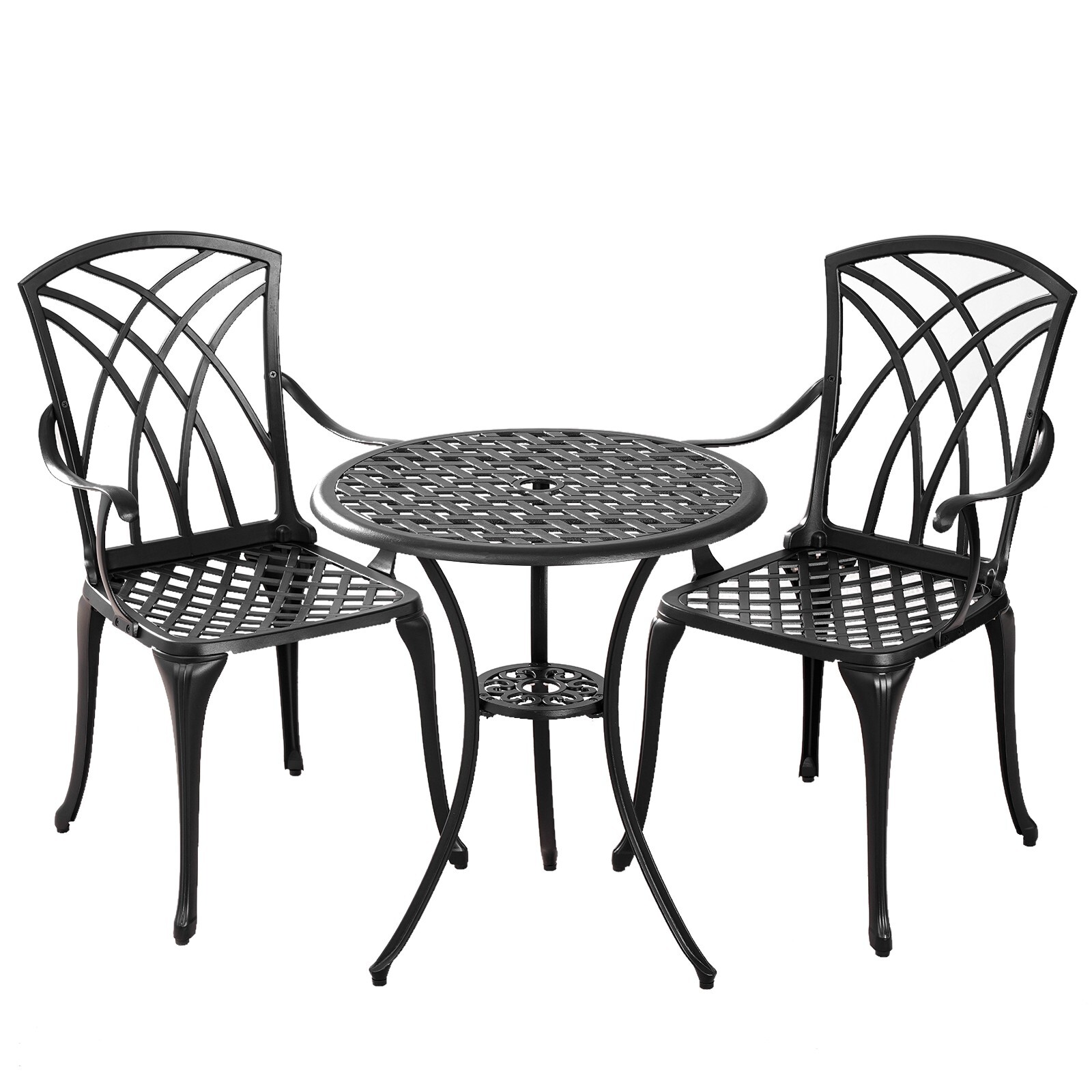 3 PCS Outdoor Cast Aluminum Bistro Sets All Weather Patio Table Chairs Furniture