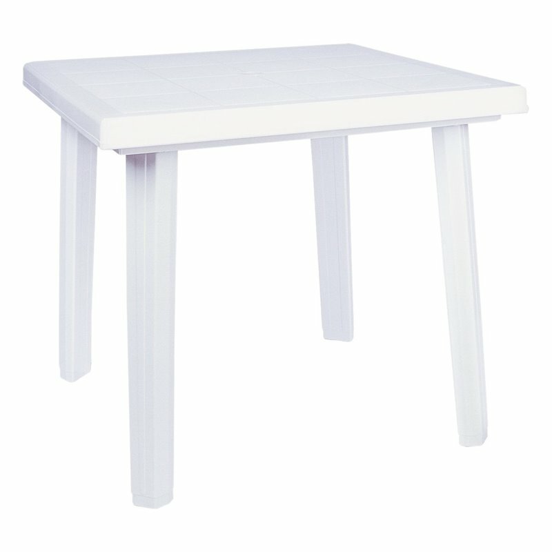 Compamia Cuadra 31″ Square Resin Patio Dining Table in White