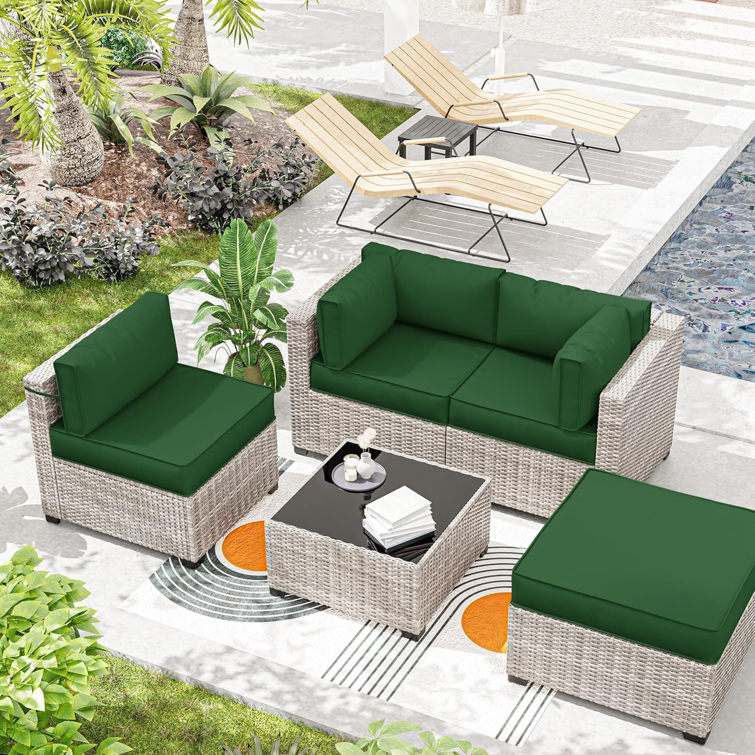 Outdoor Cushions for Patio Furniture with 5 Pillows, Waterproof Patio Furniture