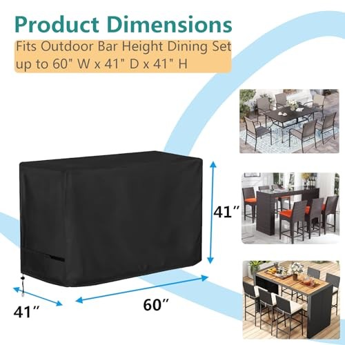 Outdoor Bar Covers 60″ Long Waterproof Tall Bar 60″L x 41″W x 41″H 600D Black