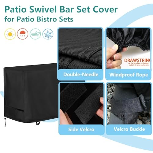 Outdoor Bar Covers 60″ Long Waterproof Tall Bar 60″L x 41″W x 41″H 600D Black