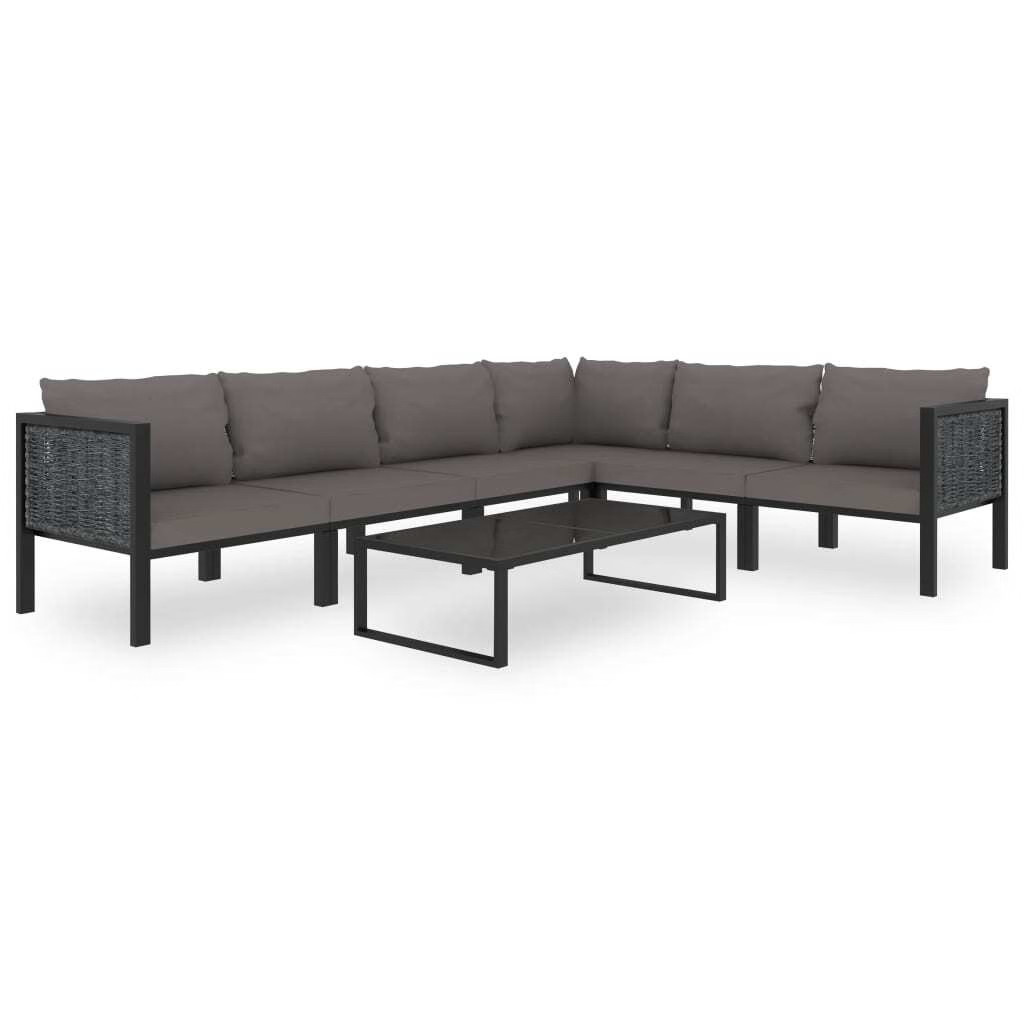 Corner Sofa Anthracite Poly rattan, aluminum, fabric (100% polyester)
