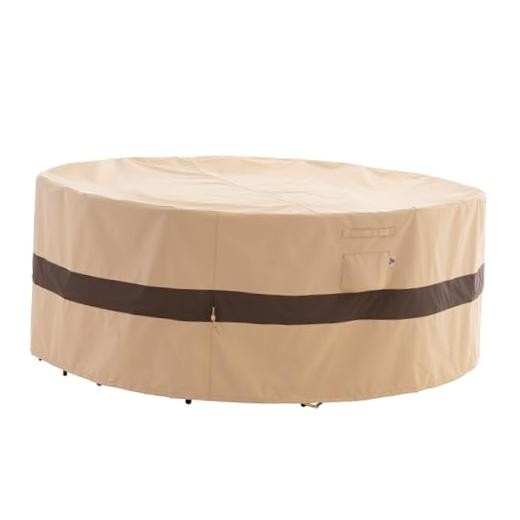 Round Patio Furniture Cover, 110″ D x 31″ H, Waterproof, UV Resistant, Anti