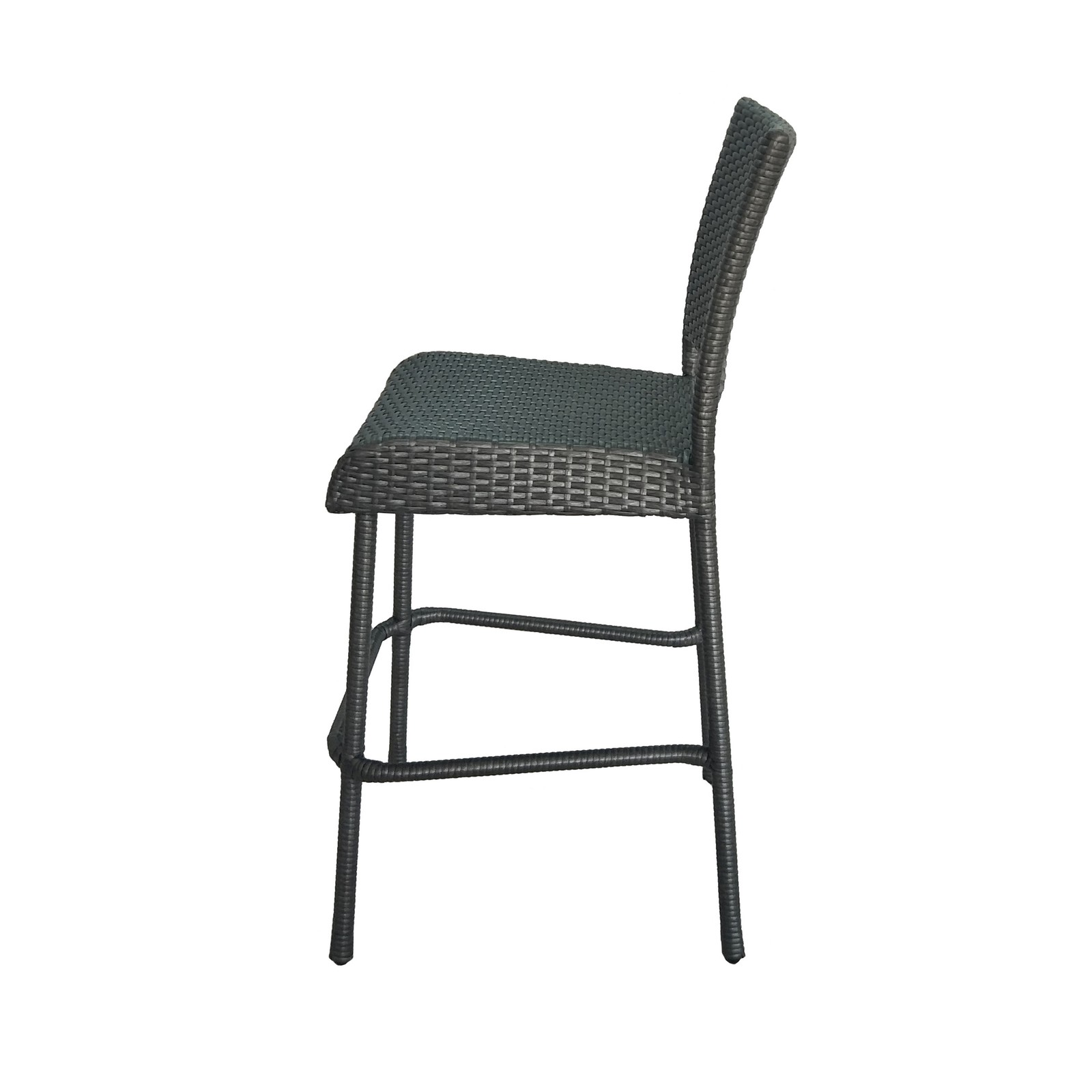 29″ PE Rattan Armless Barstools, Set of 2, Grey