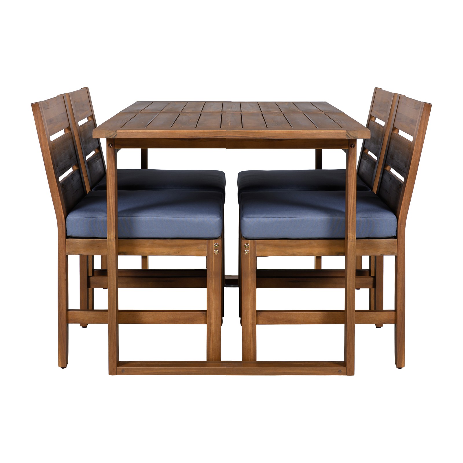 Acacia Wood Outdoor Dining Set for 4 with Cushions, Farmhouse Style