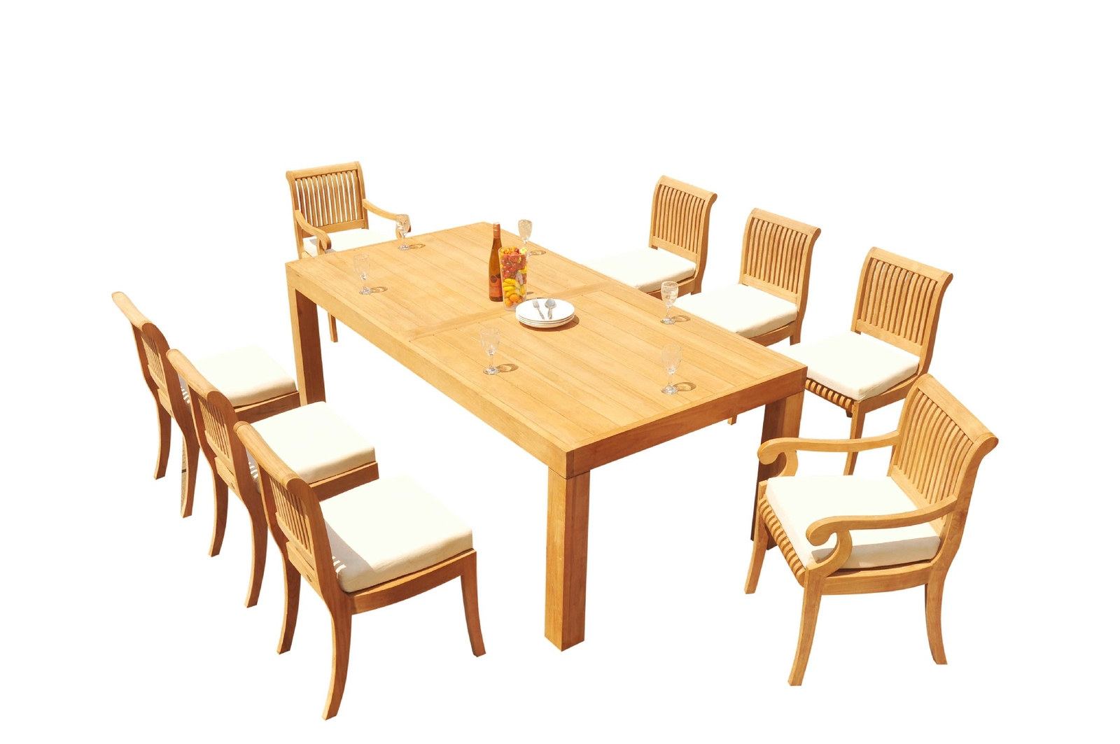 A-Grade Teak 9pc Dining 86″ Canberra Rectangle Table Giva Chair Set Outdoor