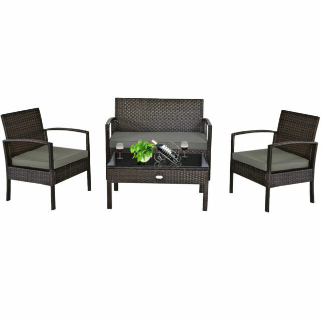 Costway HW63755 Outdoor Patio Rattan Wicker Furniture Set Table Sofa with…