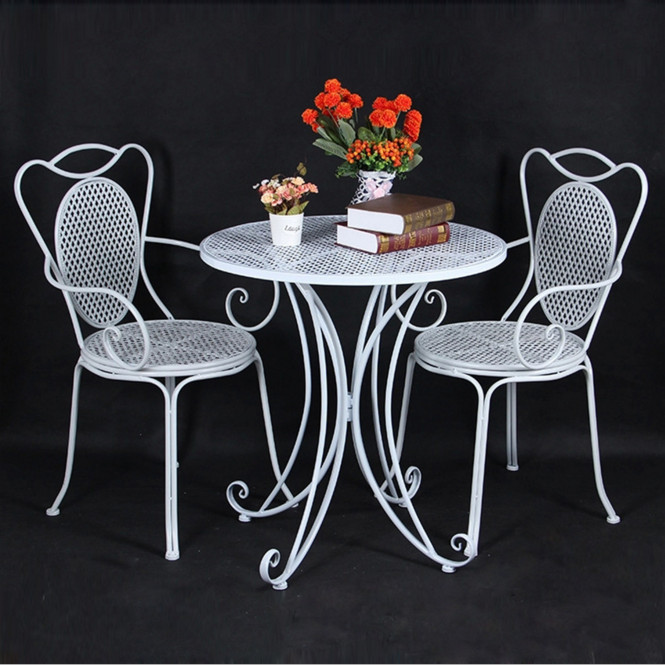 High Quality Metal Indoor Outdoor Table Chair Set Patio Cafe White Large Size