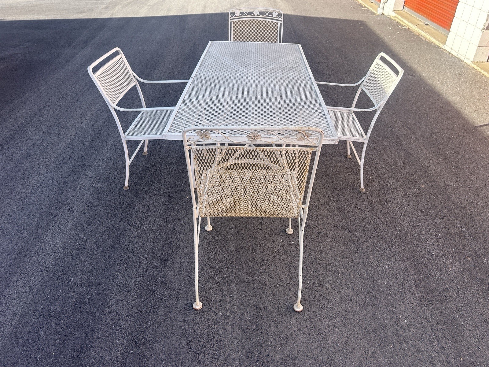 Beautiful Vintage Patio Set Large Table, 4 Chairs And 3 Nestling Side Tables ***