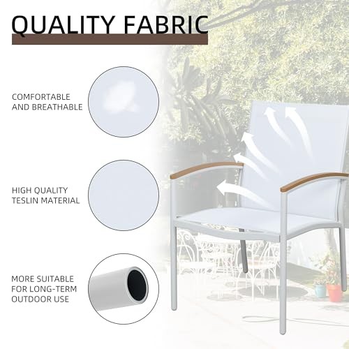 3 Pieces Patio Bistro Sets, Outdoor Textilene Fabric Conversation Bistro White