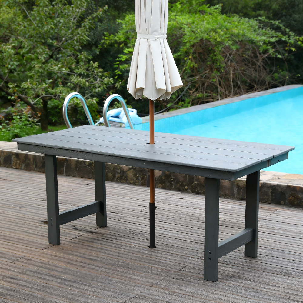 HDPE Outdoor Dining Set with Umbrella Hole Table&4 Chairs, All-Weather Furniture