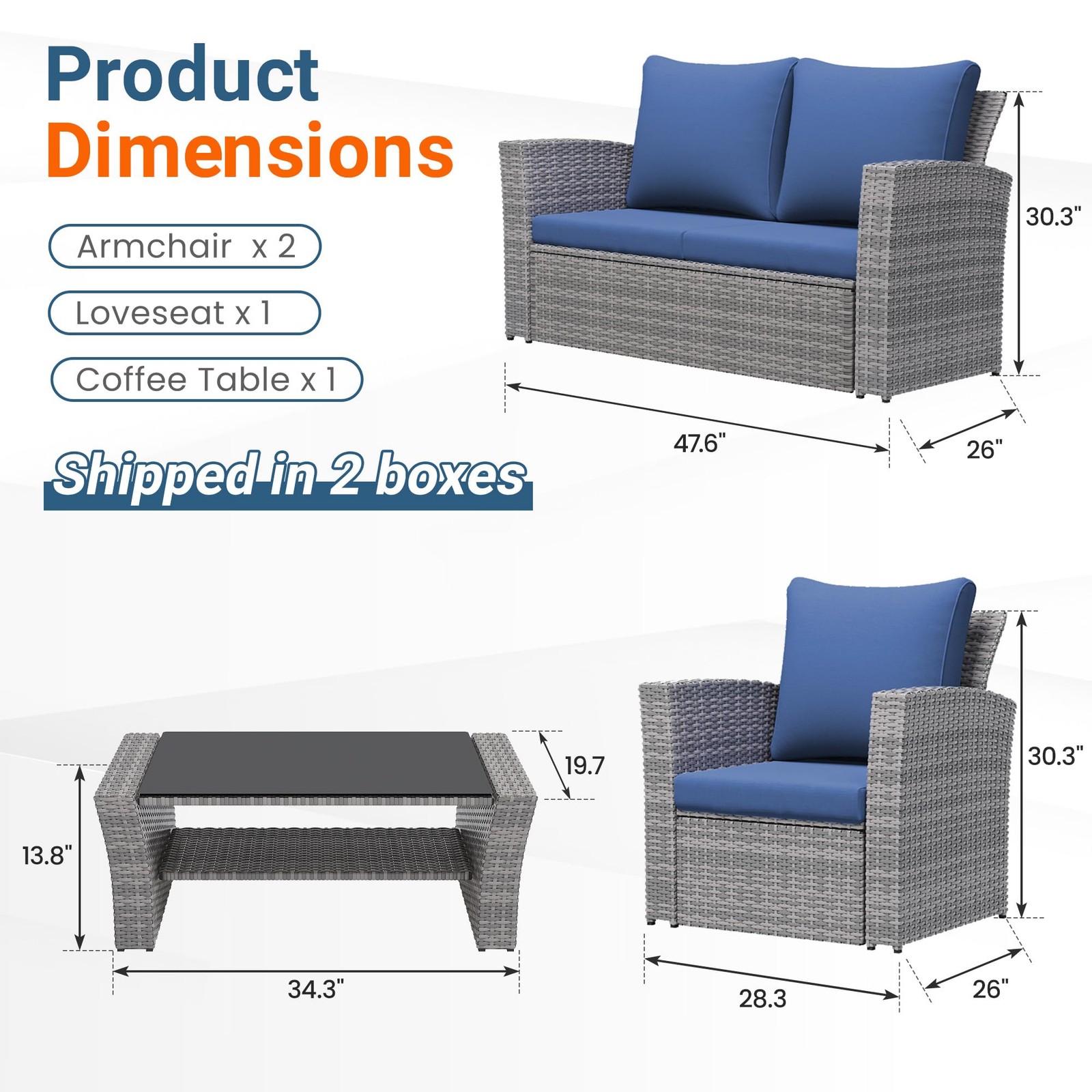 Wisteria Lane Patio Furniture Set, Wicker Outside Outdoor Furniture for All W…