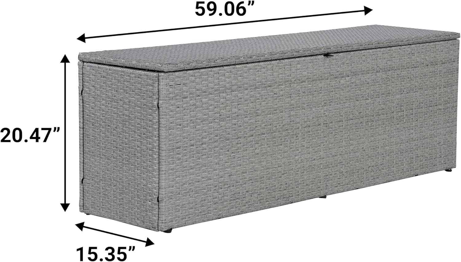 Modern Gray Faux Wicker Outdoor Storage Box for Patio & Garden Supplies