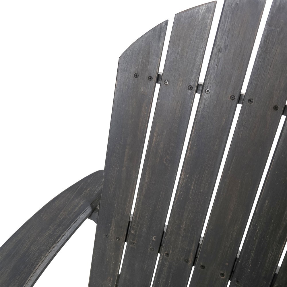 Outdoor Wood Adirondack Loveseat, Garden Patio Furniture w/ Slat Back, Dark Grey