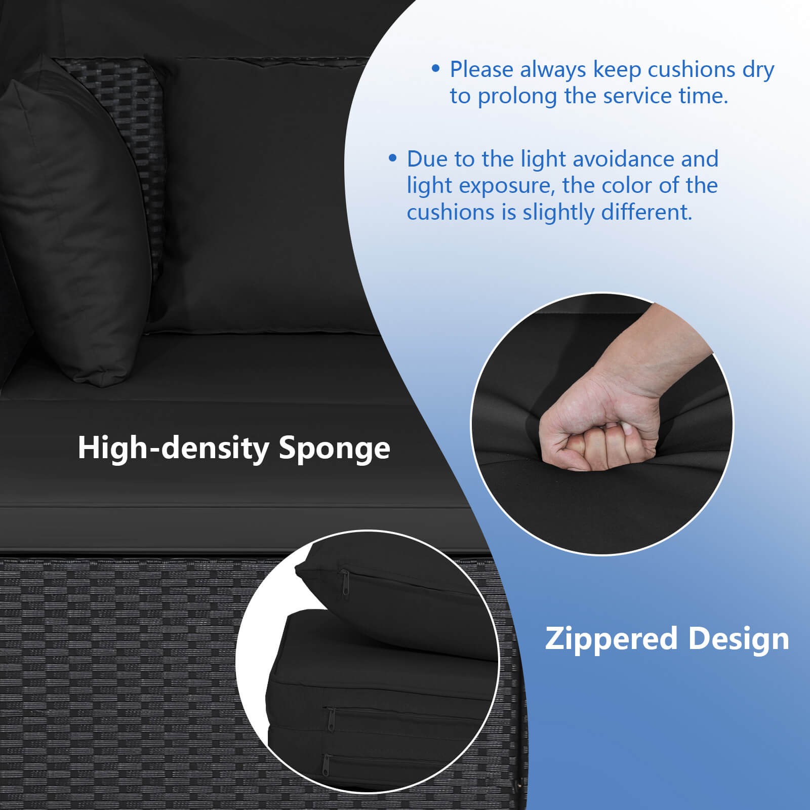 Patio Rattan Daybed Lounge Retractable Top Canopy Side Tables Cushions Beige