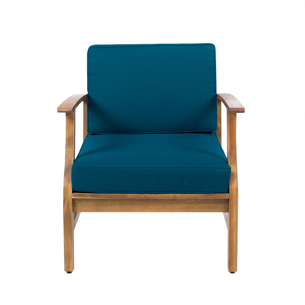Acacia Wood Outdoor Indoor Club Chair 29″W – Slat Design Water-Resistant Classic