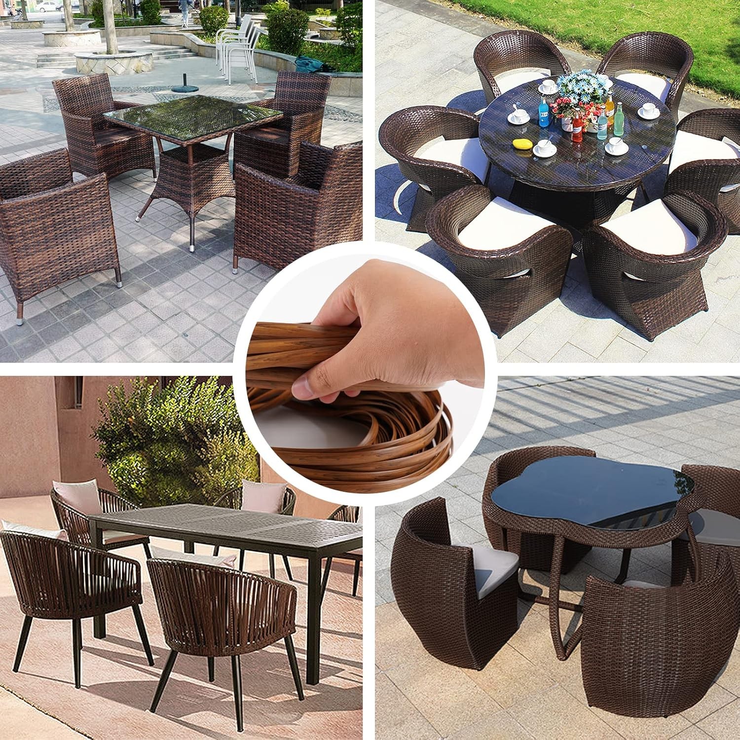 32m/105ft 8mm Dark Wood Grain Brown Wicker Repair Kit PE Rattan Repair Kit