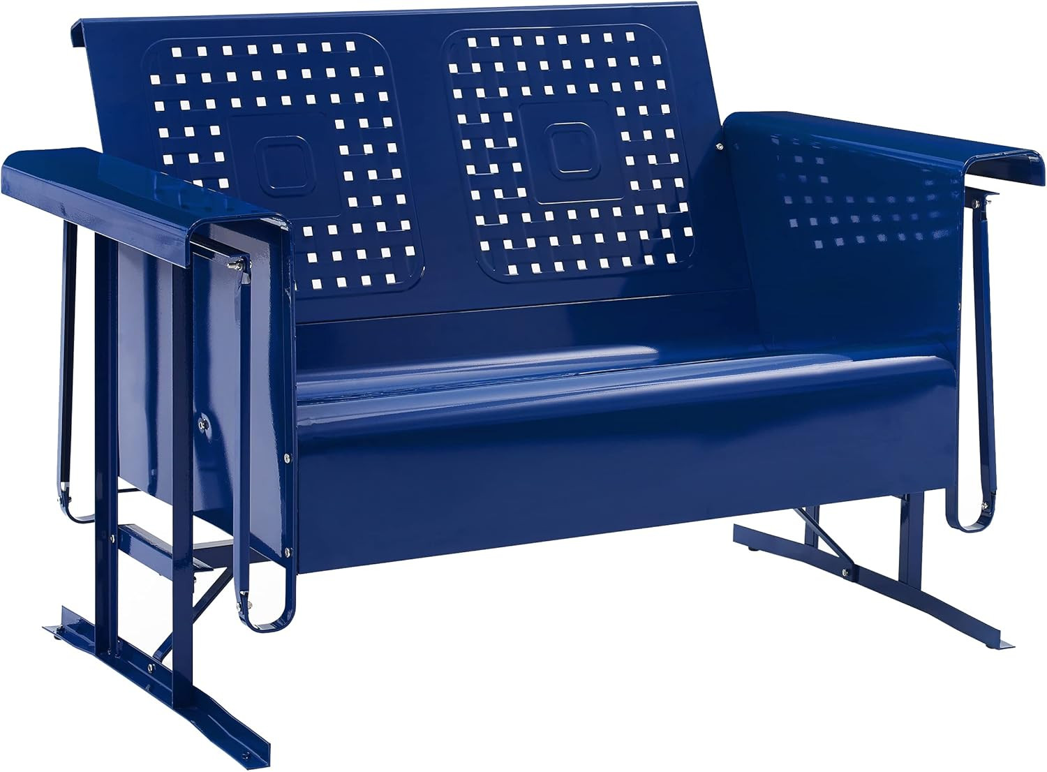 Navy Gloss Bates Retro Metal Outdoor Loveseat Glider for 2-Person Patio