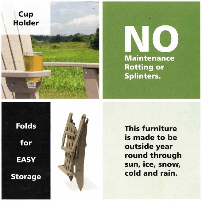 3pc 4 SEASON PATIO SET Folding BROWN Adirondack Chair Ottoman & Candy Table USA