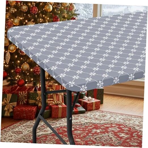 Rectangle Vinyl Table Cloth, Elastic Fitted 72″ x 30″ (Rectangular) 1 Grey