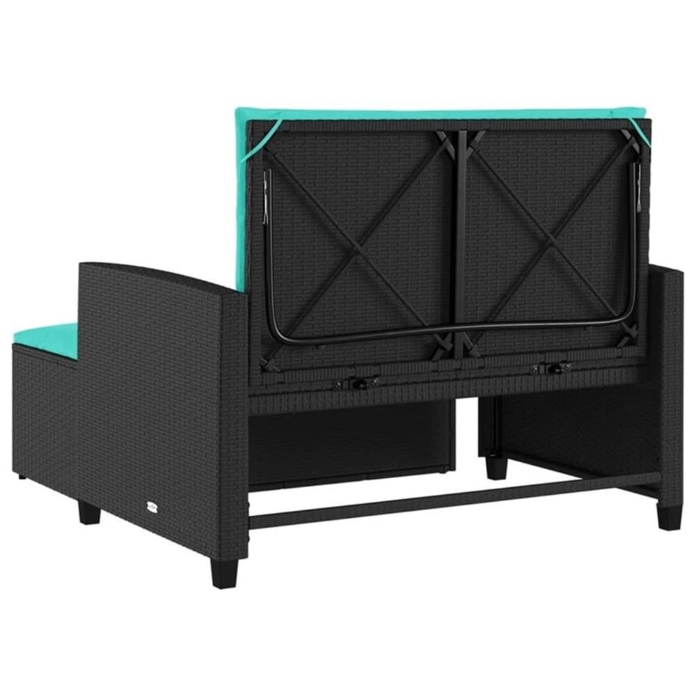 Bowery Hill Contemporary 2-Seater PE Rattan Patio Sofa in Black