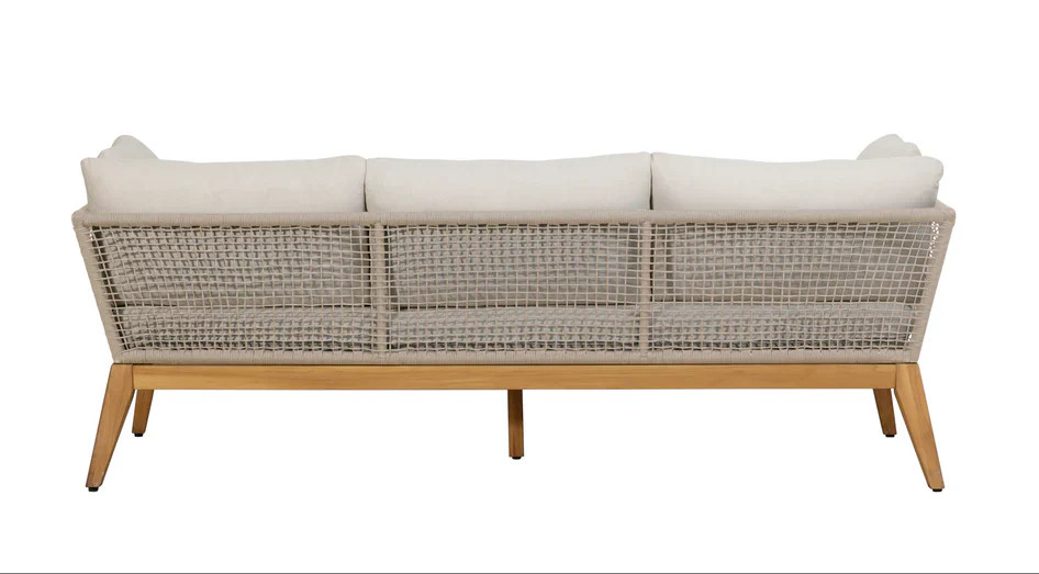 Cypress Teak Wood Sofa Set with Beige Rope Design – Modern Outdoor Lounge 4-Sea