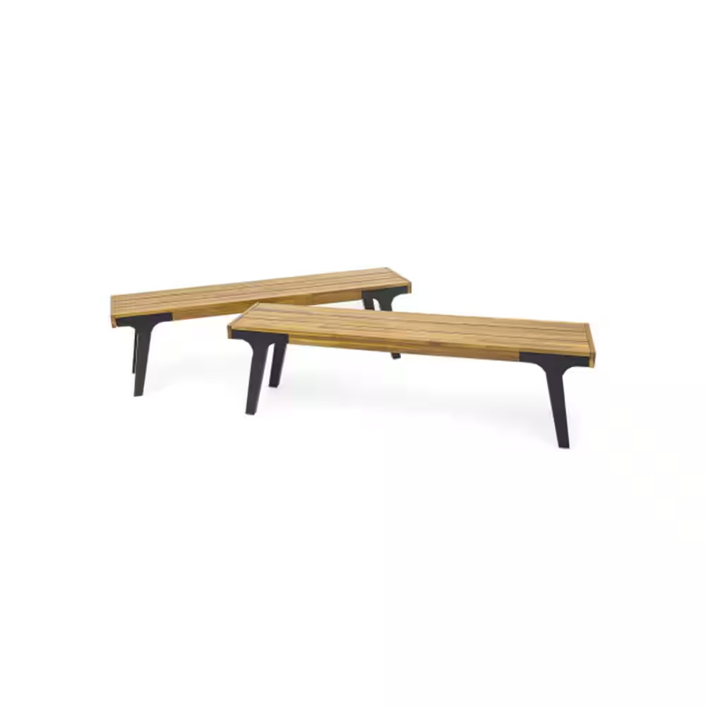 63 In. W X 14.75 In. D X 17.75 In. H Outdoor Teak Wood Dining Bench (2 Sets)