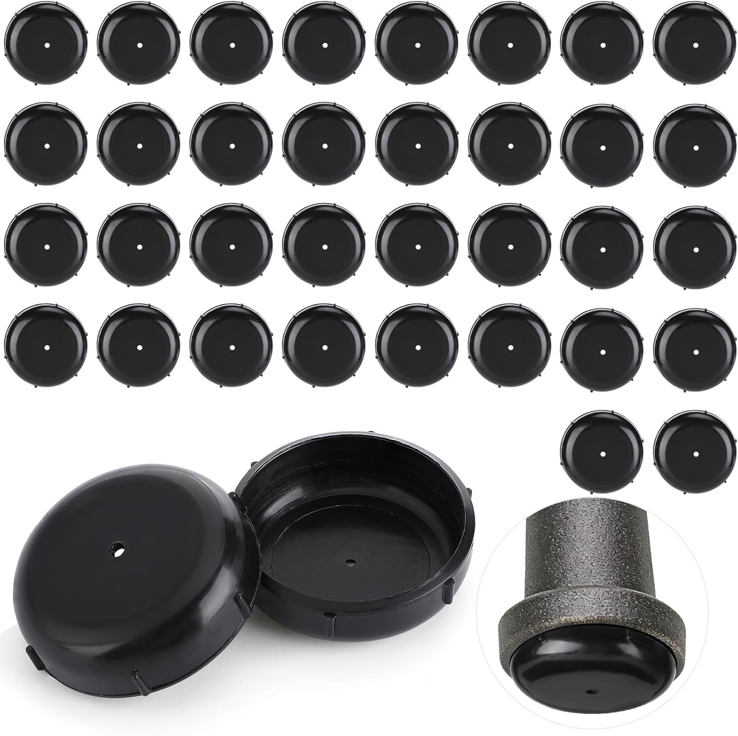 1.5″ Patio Furniture Glides – 36 Pack Wrought Iron Chair Table Legs Feet Caps Ou