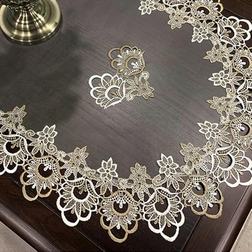Bedside Tablecloth Lace Doilies for Side Table Cloth Embroidered Translucent