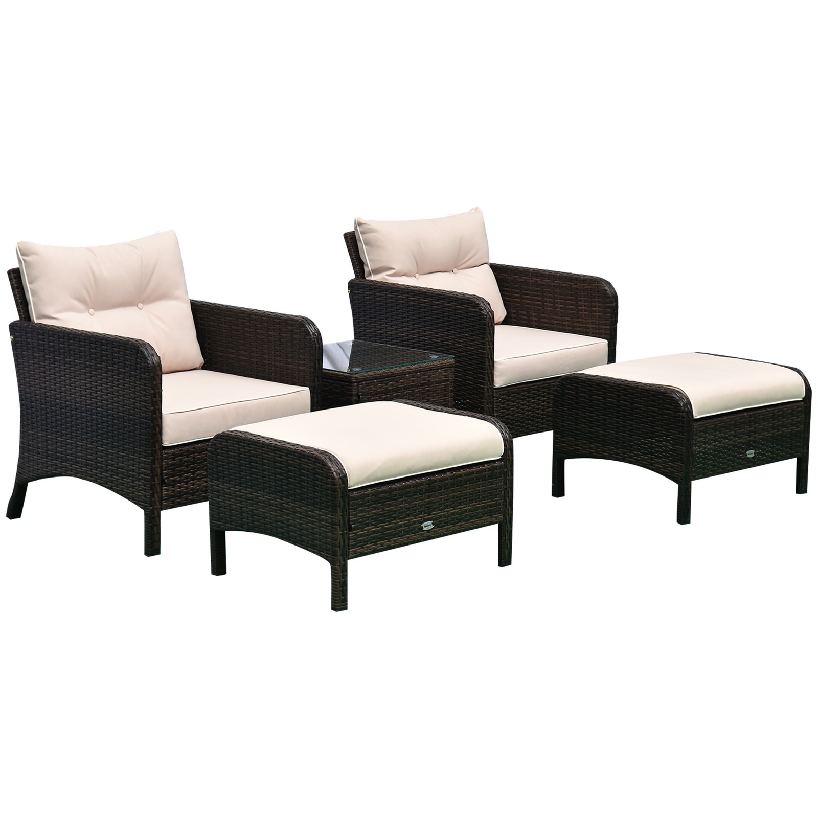 5 Piece Patio Lounge Chair Rattan Wicker Outdoor Porch Seating Conversation Set