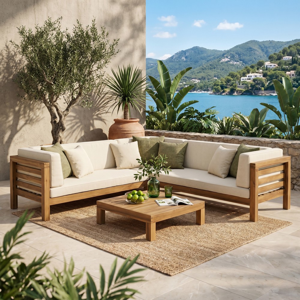 Outdoor Patio Sofa Set with Cushions – Perfect for Garden or Poolside Use