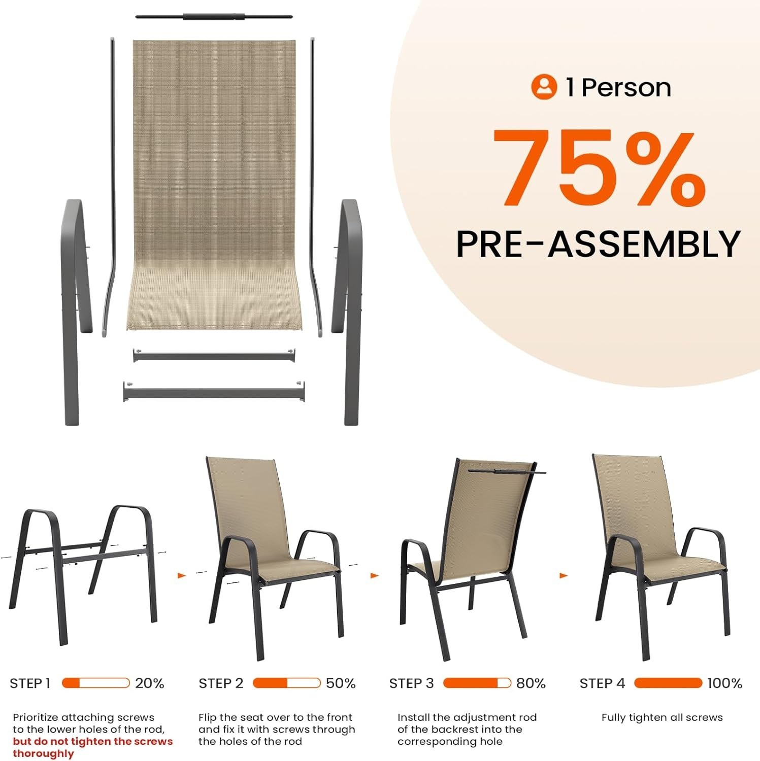All-Weather Outdoor Dining Chairs Set of 4 – Stackable & Easy Assembly