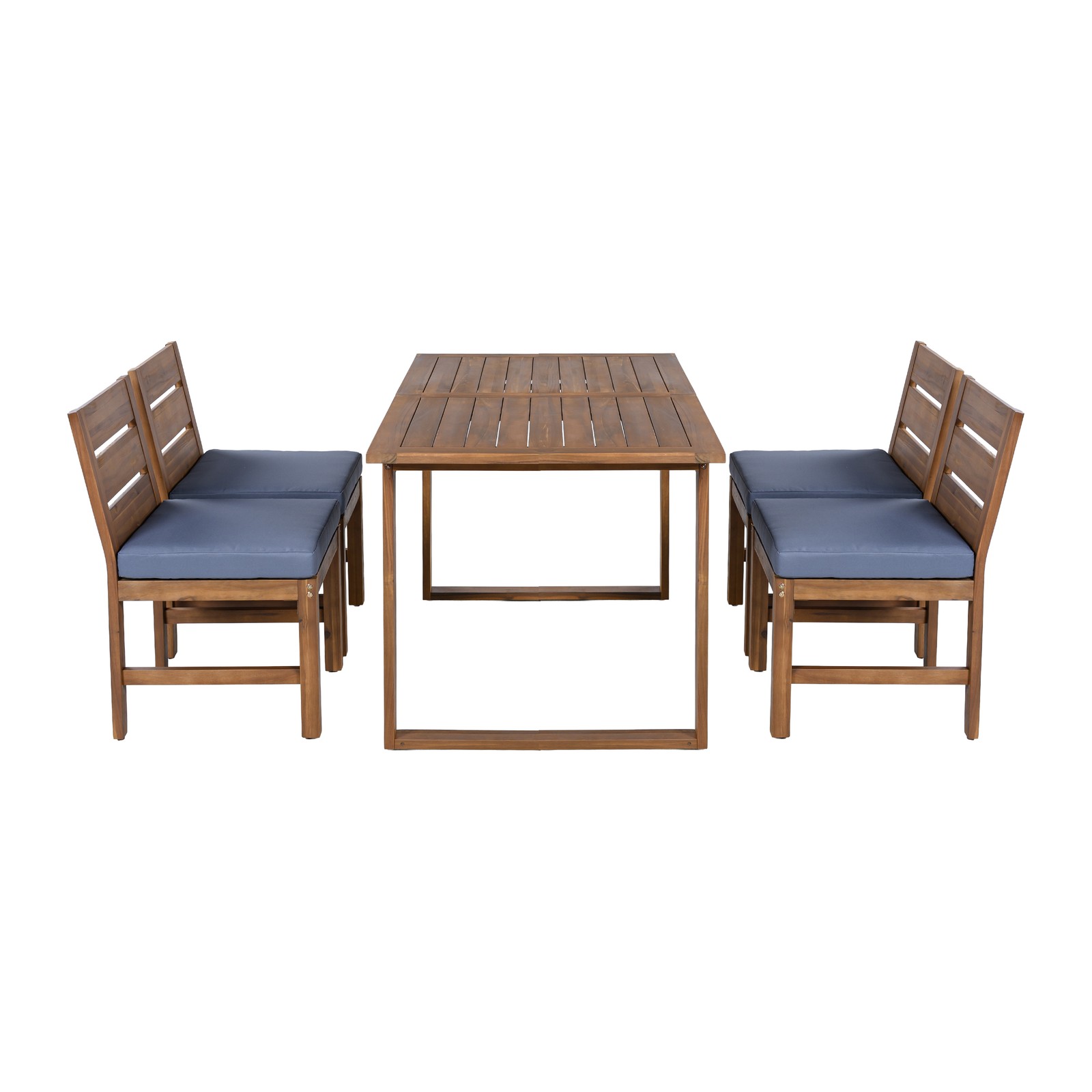 Acacia Wood Outdoor Dining Set for 4 with Cushions, Farmhouse Patio