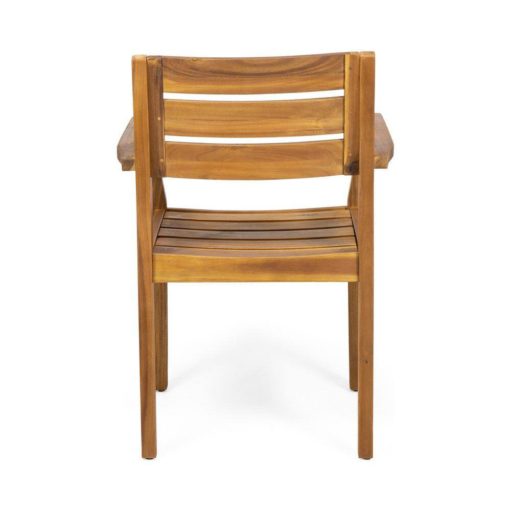 2-Pieces Acacia Wood Outdoor Dining Chairs in Teak for Garden
