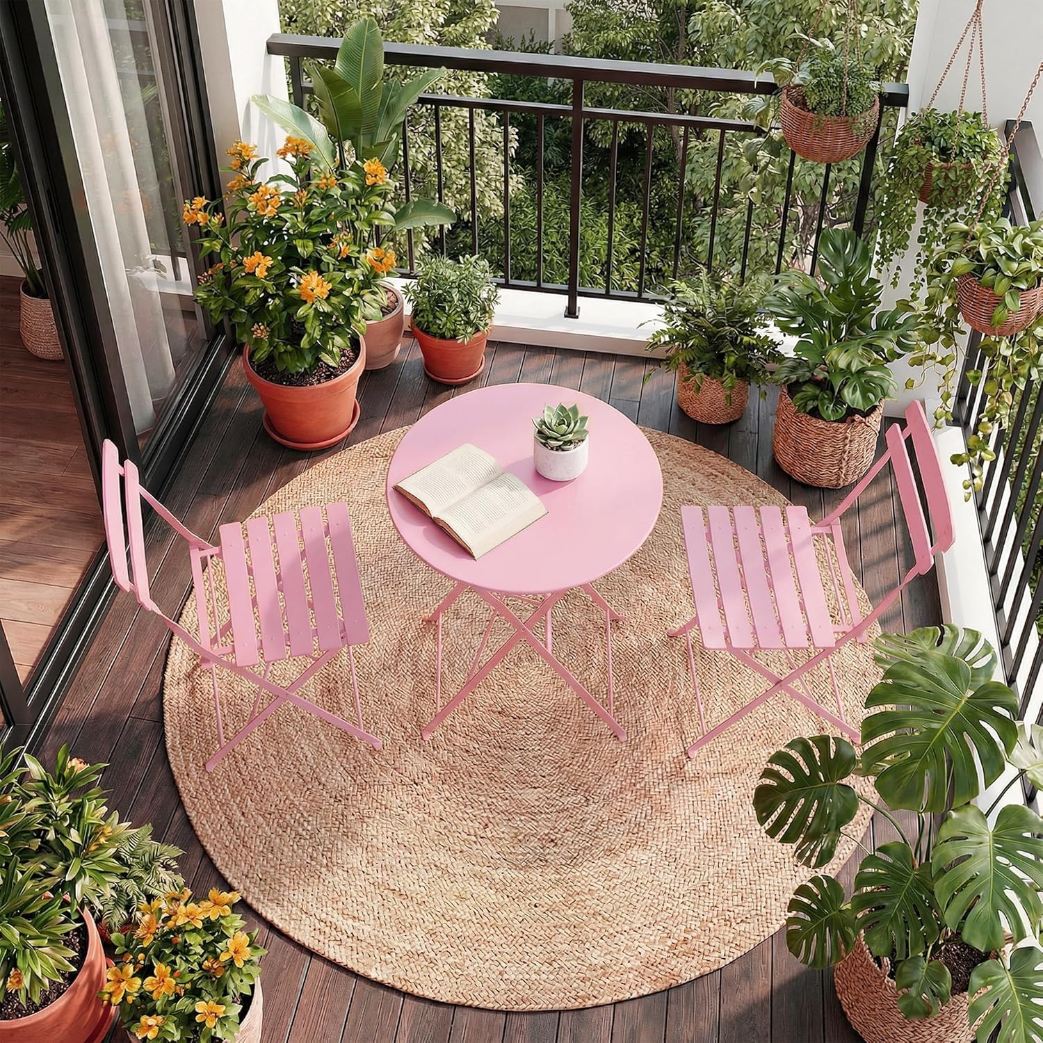 3-Piece Folding Bistro Set Weatherproof Patio Furniture Outdoor Table and Chairs