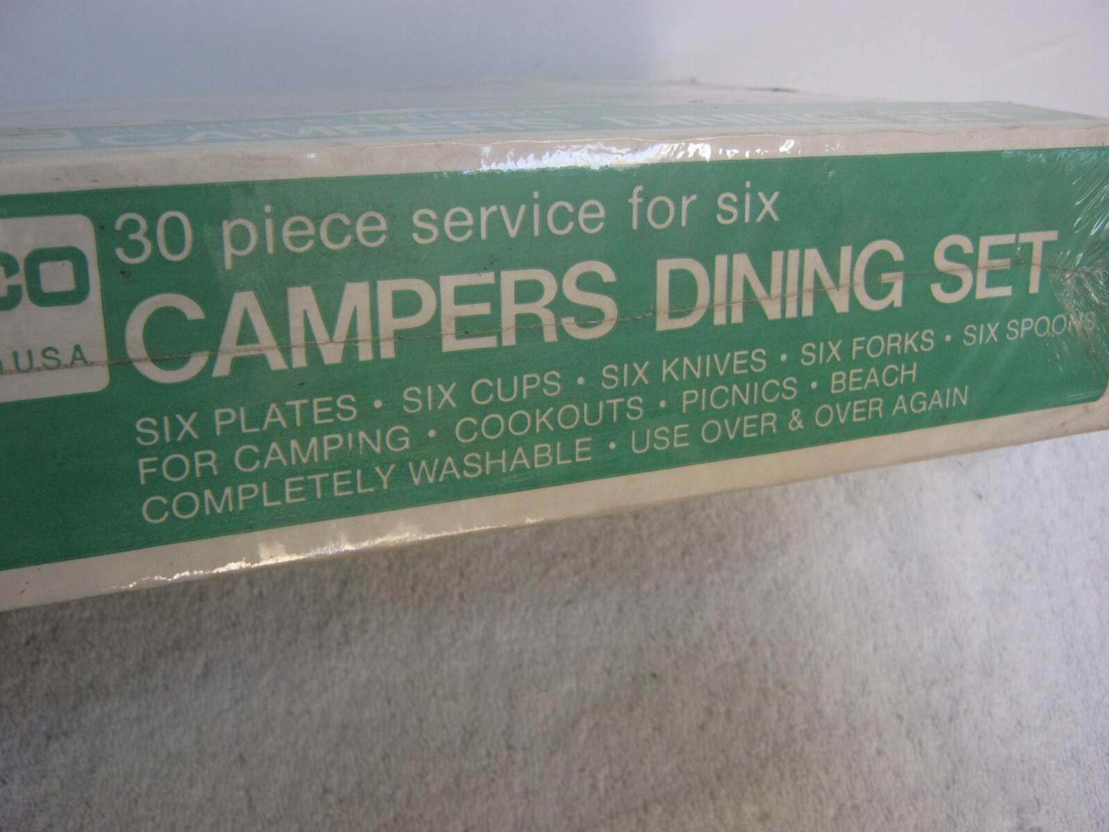 Vintage Palco 30 Piece Reusable Campers Dining Set ” New ” In Box, Must See