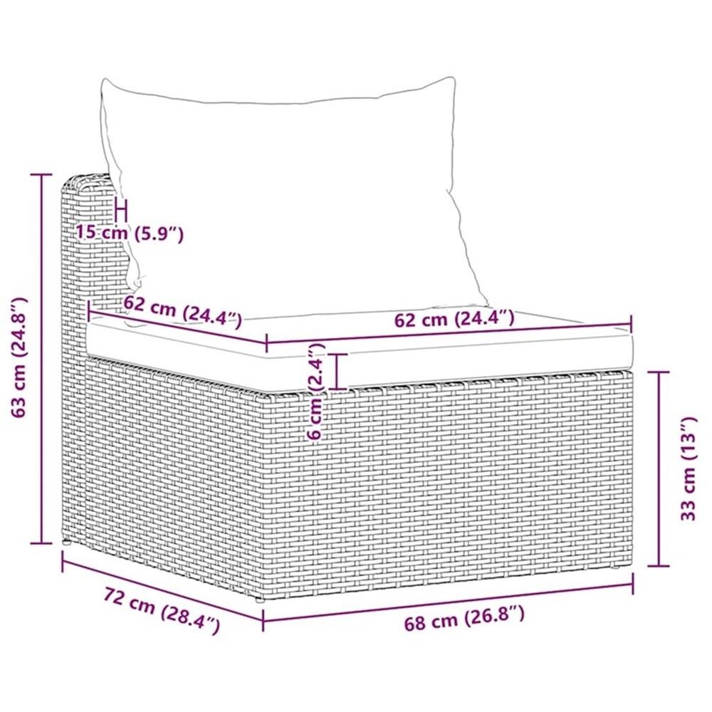 Pemberly Row Contemporary 3 Pcs Poly Rattan Garden Sofa Set in Gray