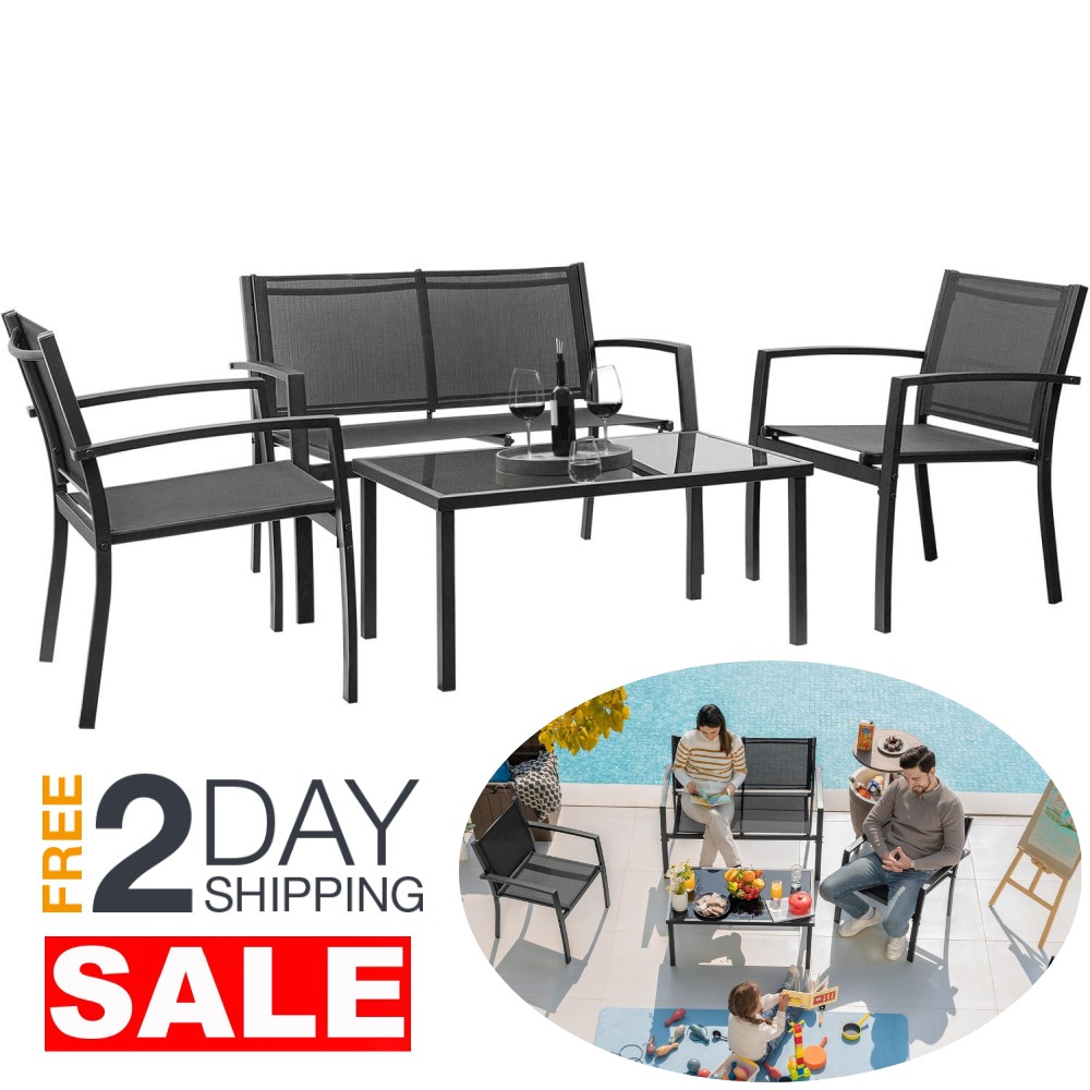 Juego De Muebles Mesa y Sillas Para Patio 4 Piezas Set Exterior Balcon En Oferta