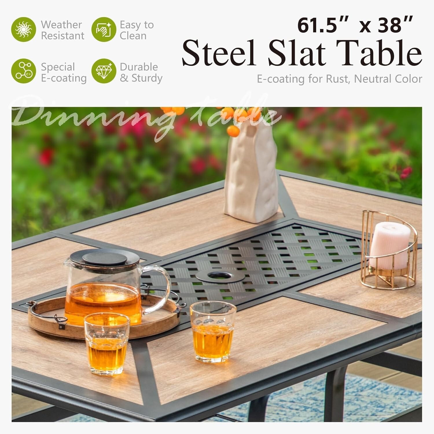 7 Pieces Patio Dining Table Chairs Sets Outdoor Dining Set Rocker Swivel Chair