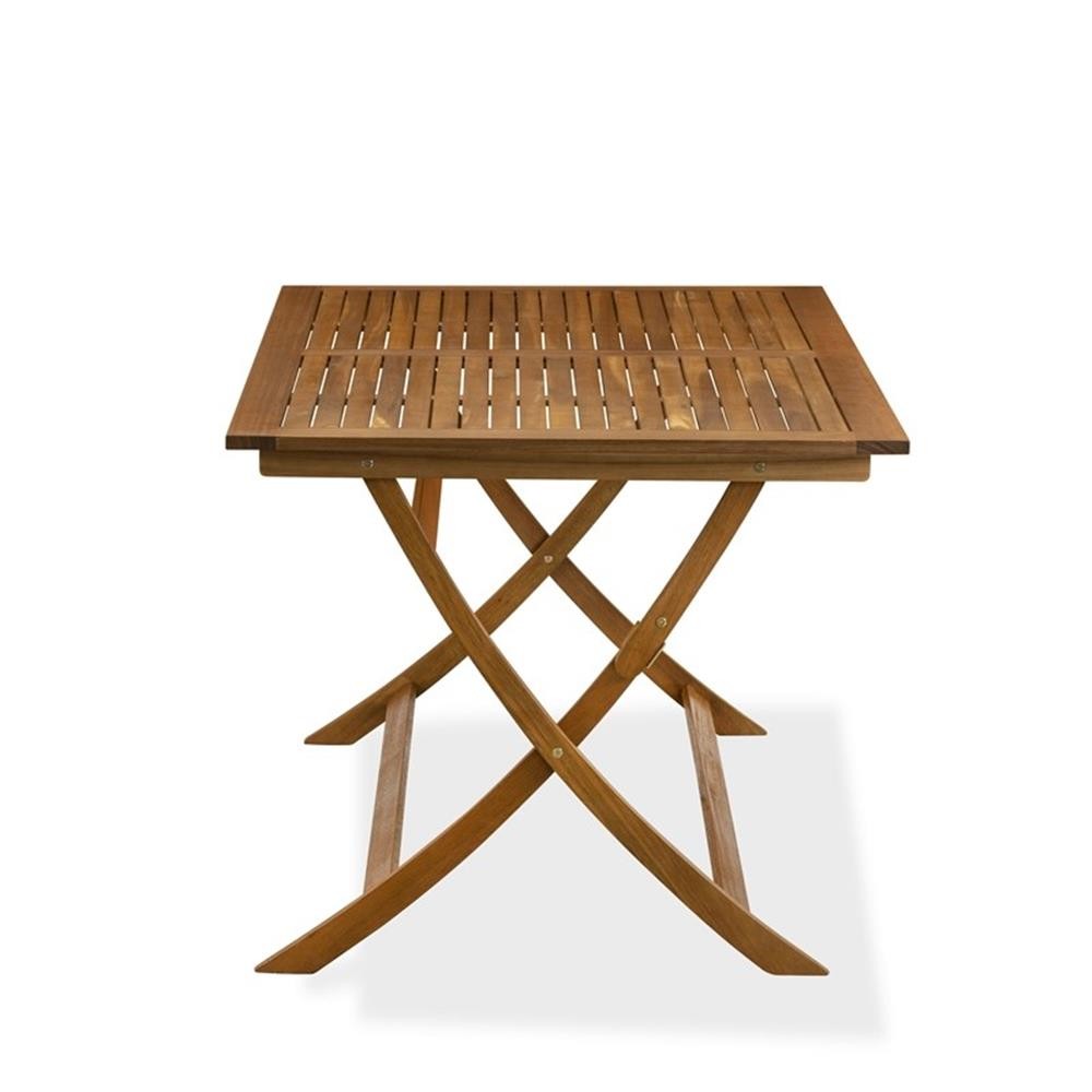 Pemberly Row Folding Table with 6 Arms Less Dining Chairs- Natural Oil Finish