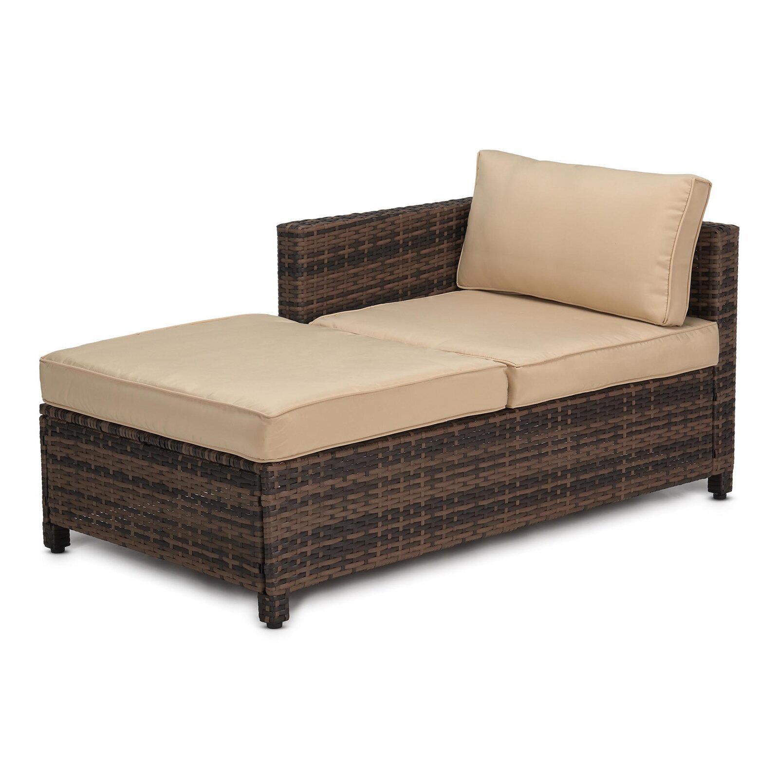3-Piece Beige Sectional Patio Seating Set Outdoor Home Furniture Wicker