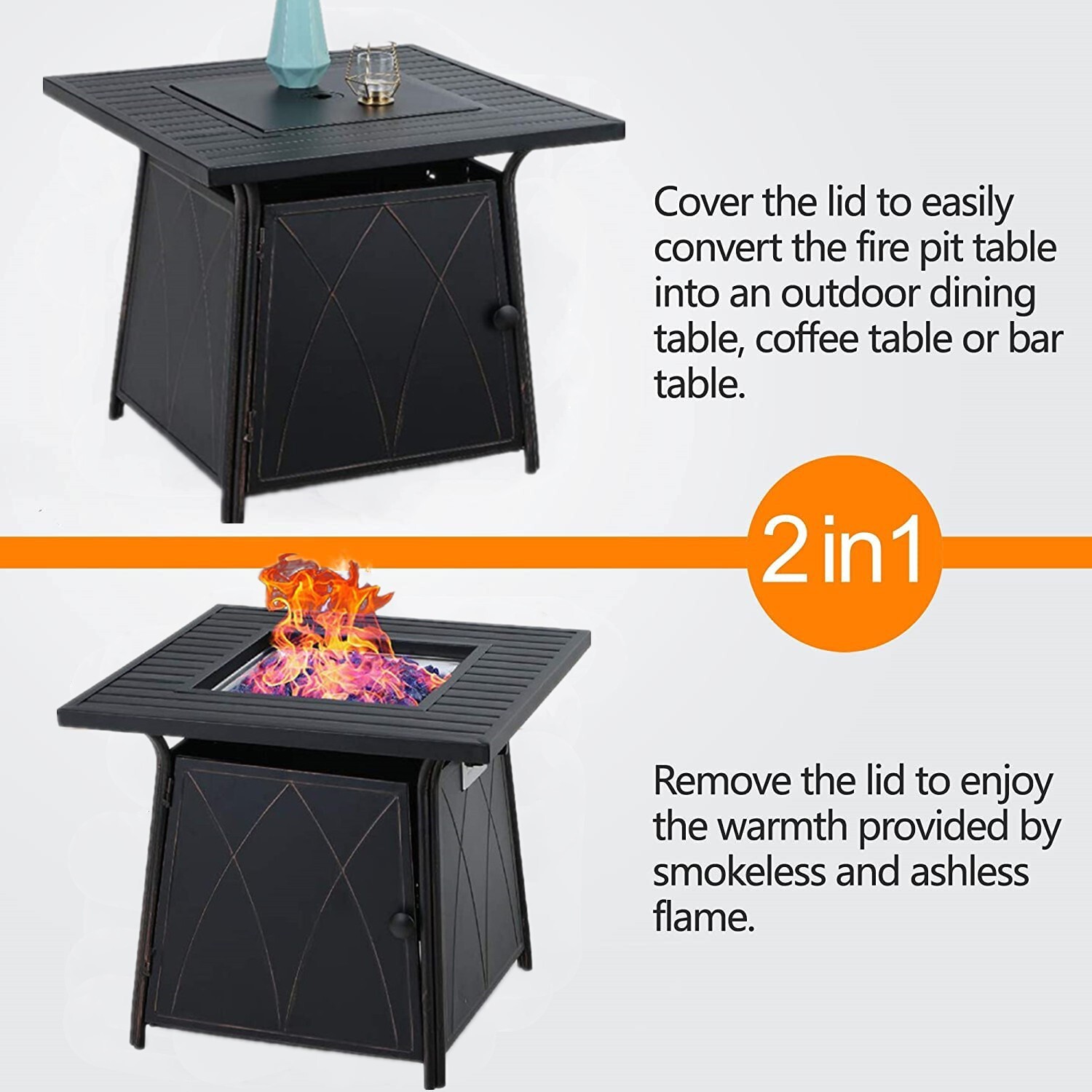 Propane Fire Pit Table Outdoor Gas Fire Pit Table Lid Sofa Chair Set Fireplace