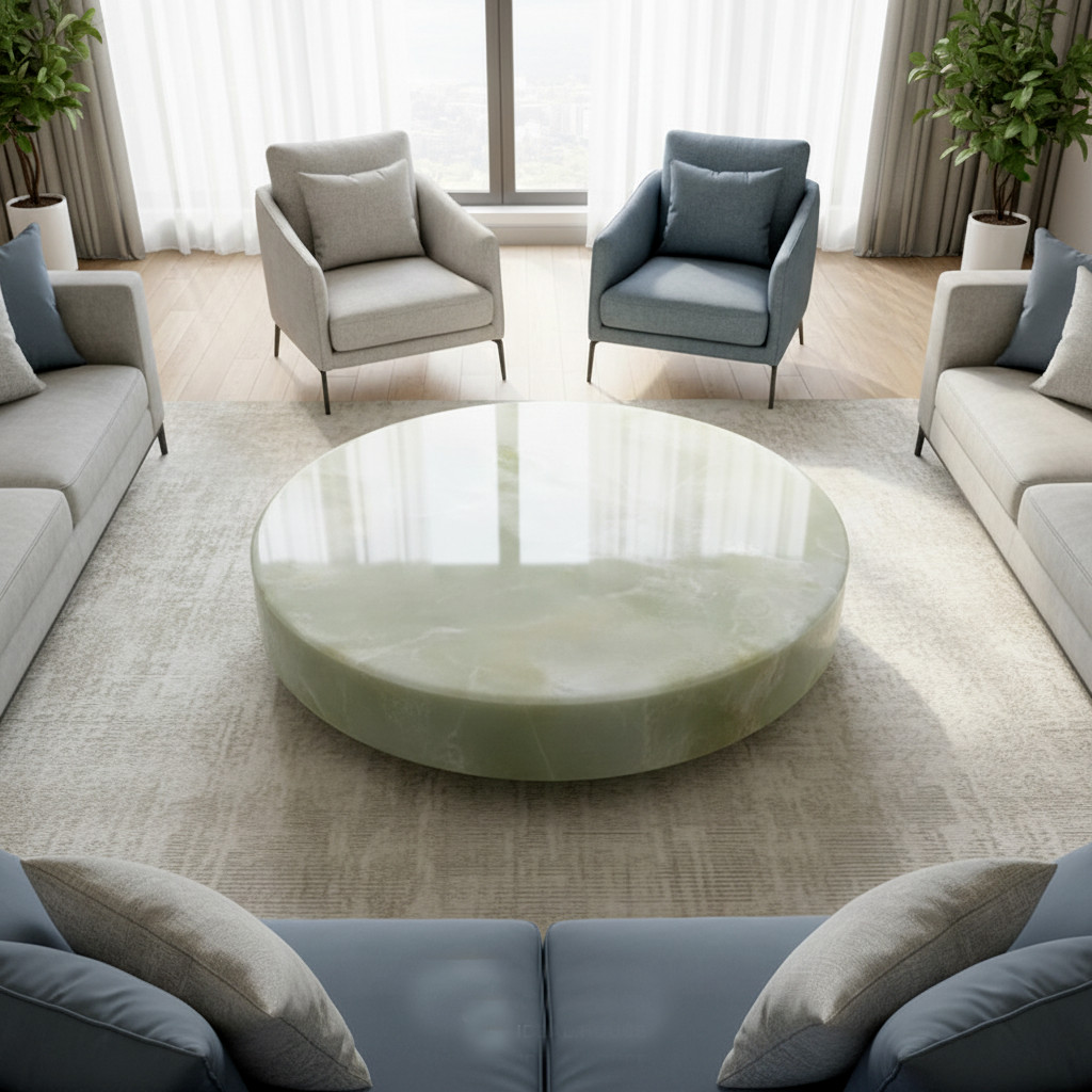 Luxury Green Onyx Stone Table – Natural Onyx Side Table | Handcrafted Gemstone