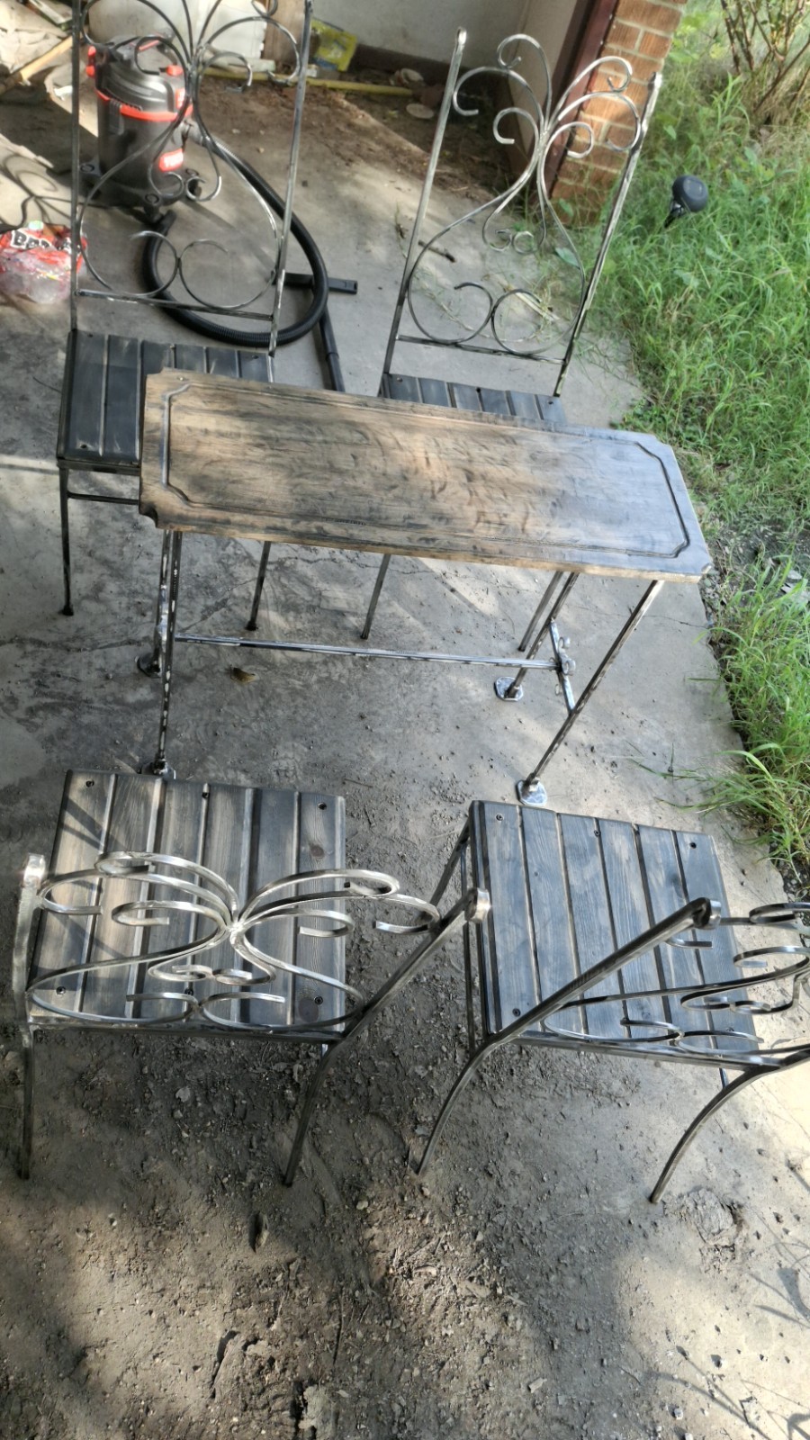 Custom Fabricated, Distressed Asthetic,Metal 5-Piece Patio Table Inside/Outside