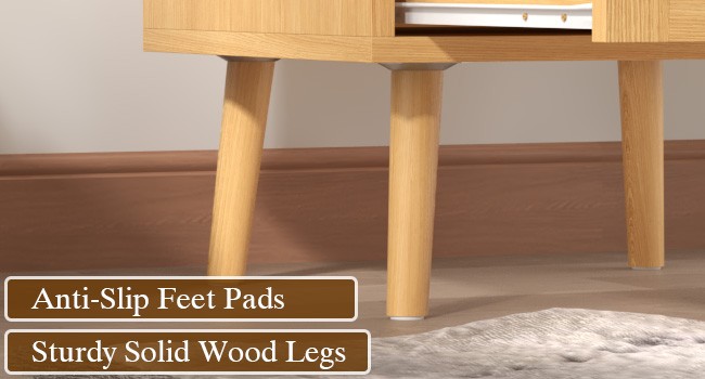 Nightstands Set of 2, Small Night Stands with Charging Stat, Wood