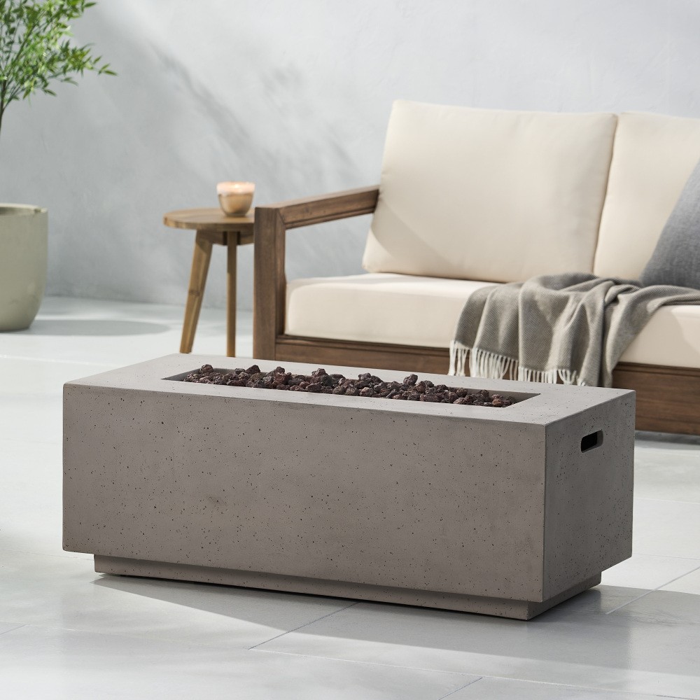 40″ 40,000 BTU Outdoor Propane Fire Pit, Lightweight Concrete, Dark Grey