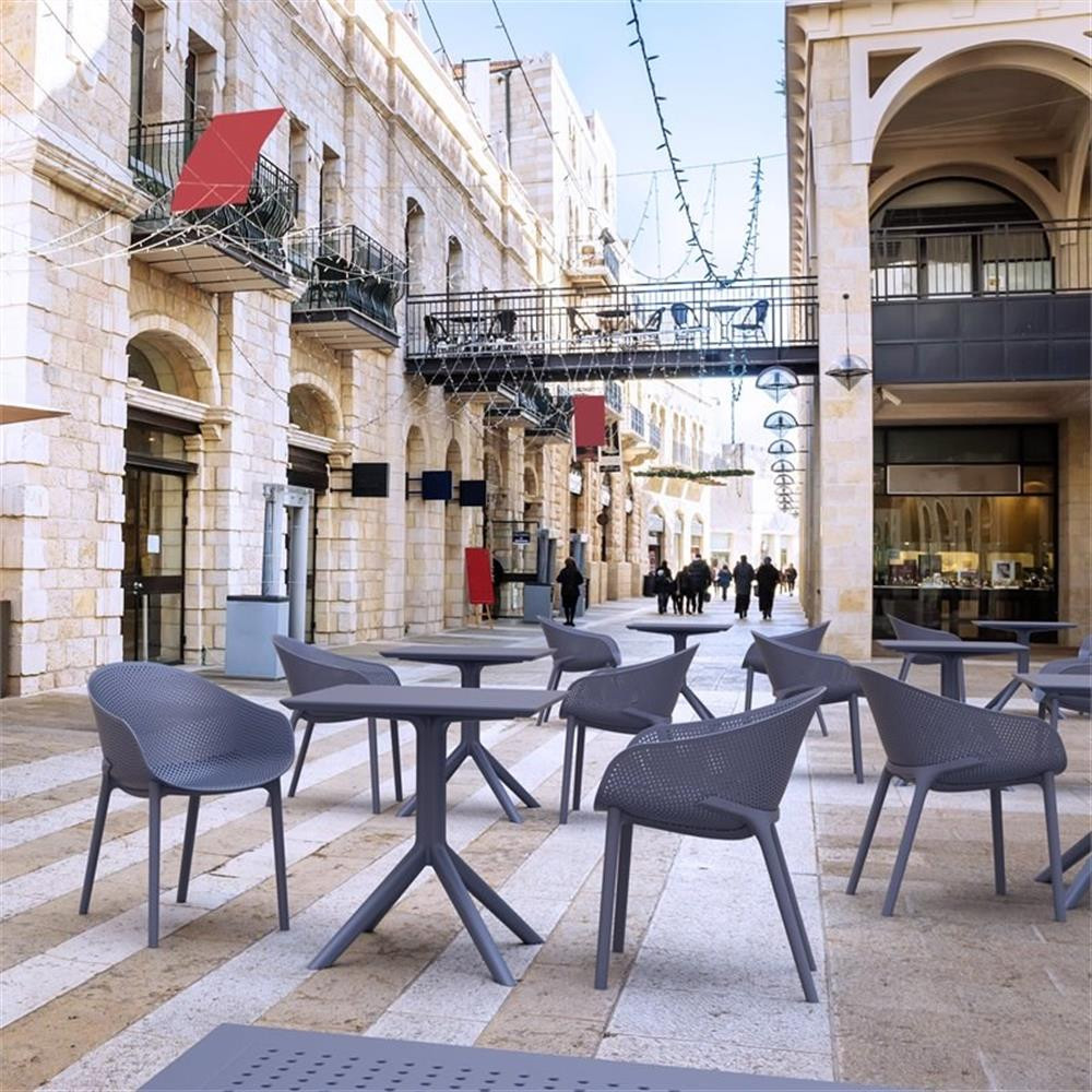 Compamia Sky 27 inch Square Dining in Dark Gray Finish