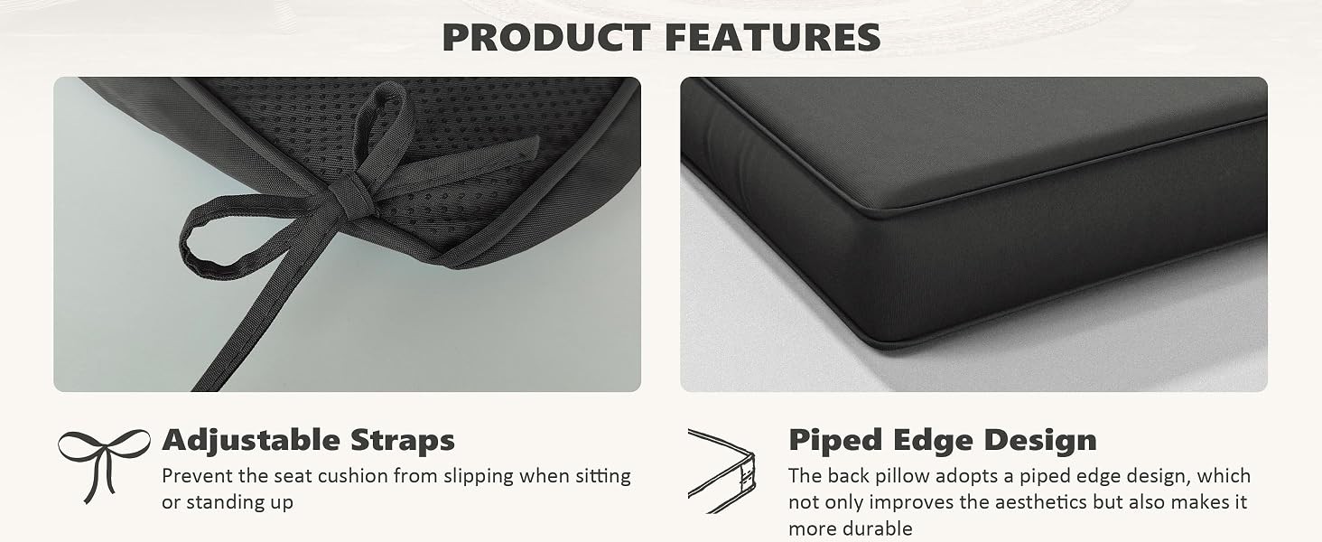 Premium Outdoor Seat Cushion Chair Cushions for Patio Furniture 22 L X 24 W X 5