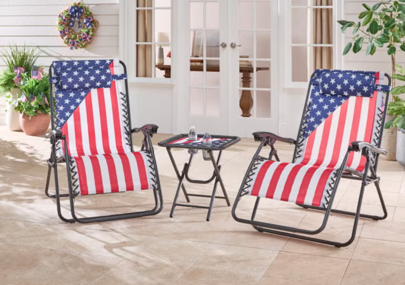 Brylane Home 3-Pc Zero Gravity Patio Chair & Table Set Folding Outdoor Chairs