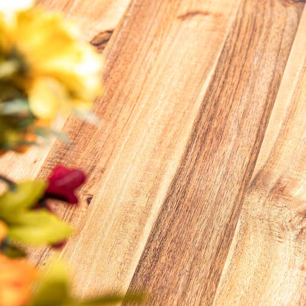 Brown Acacia Wood Patio Dining Table with Sleek U-Shaped Legs